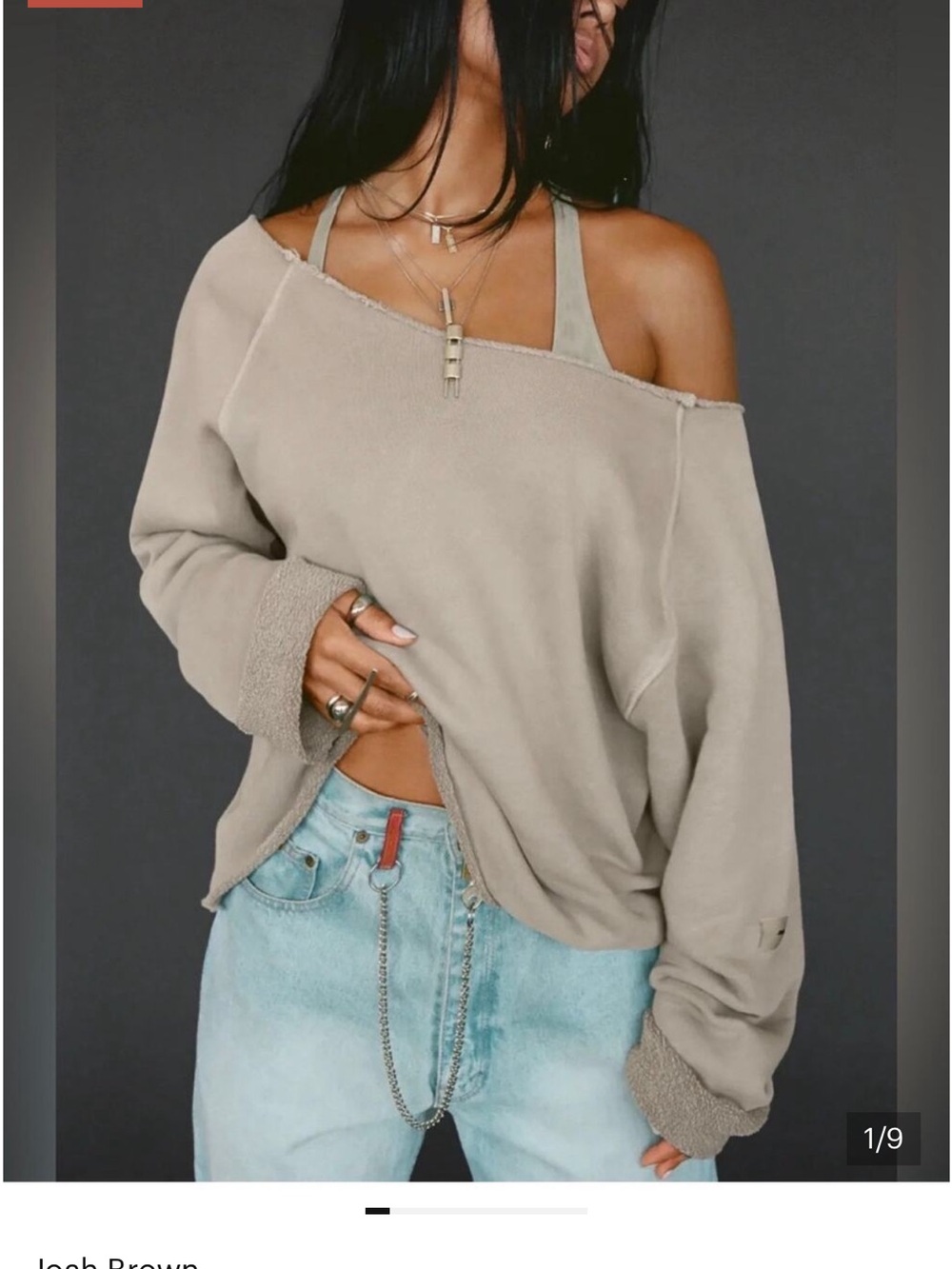 Joah Brown Distressed Raw Hem Sweatshirt in Taupe